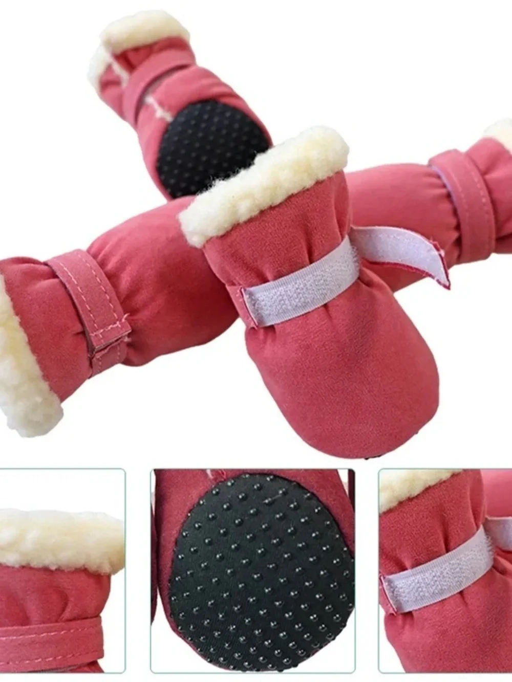Cozy Anti-Slip Dog Ugg Boots Winter Dogs Puppy Boots & Paw Protector Light Pink